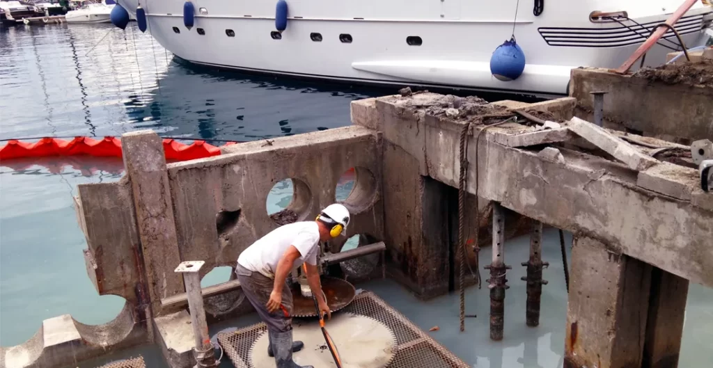 Déconstruction béton par sciage diamant Port Hercule Monaco - MDB SàRL