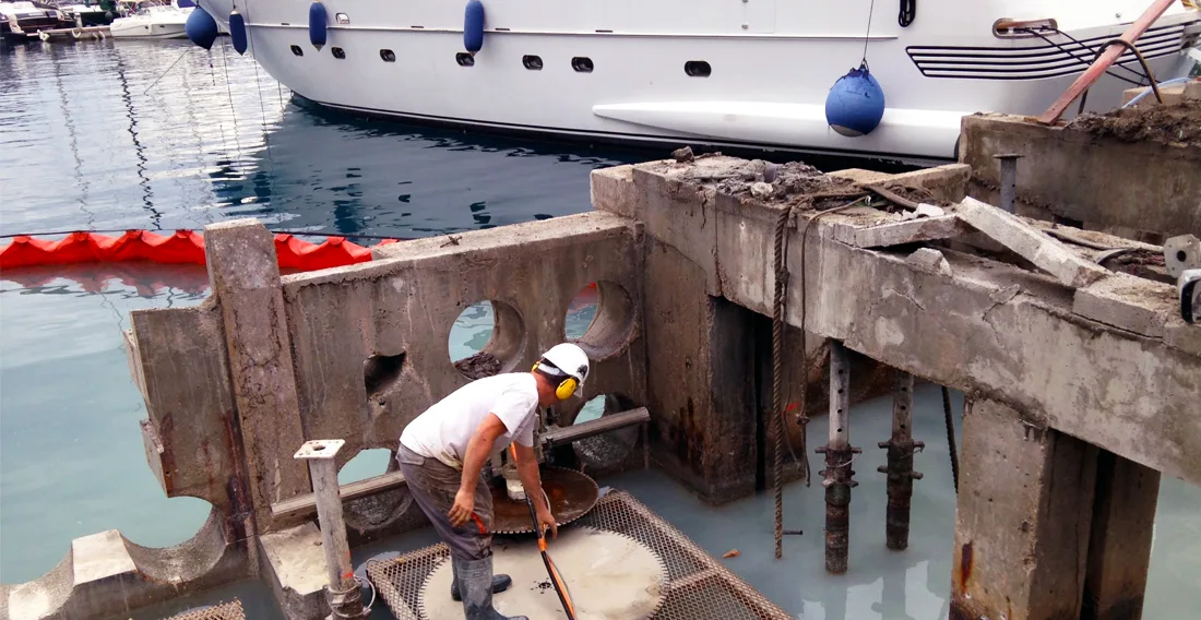 Déconstruction béton par sciage diamant Port Hercule Monaco - MDB SàRL